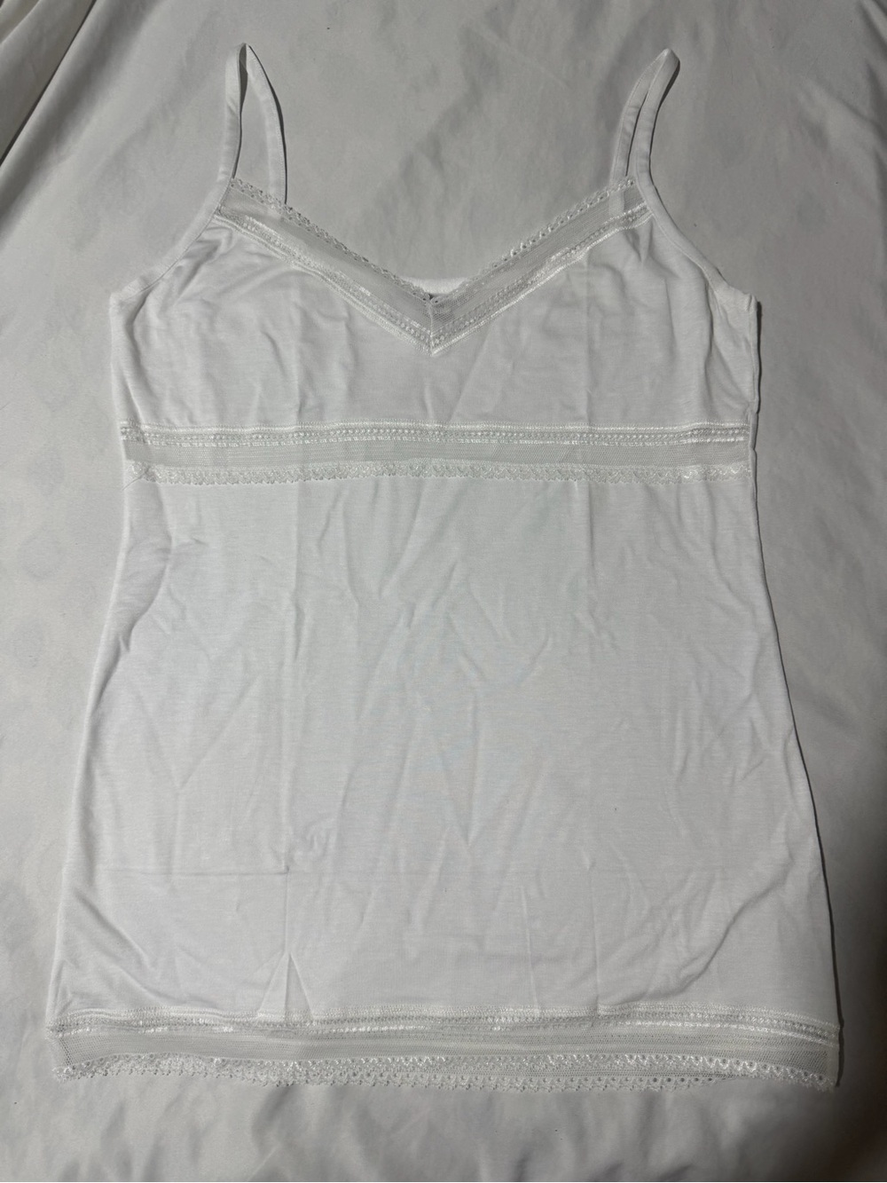 Women's White Lace-Trim Camisole Tank
